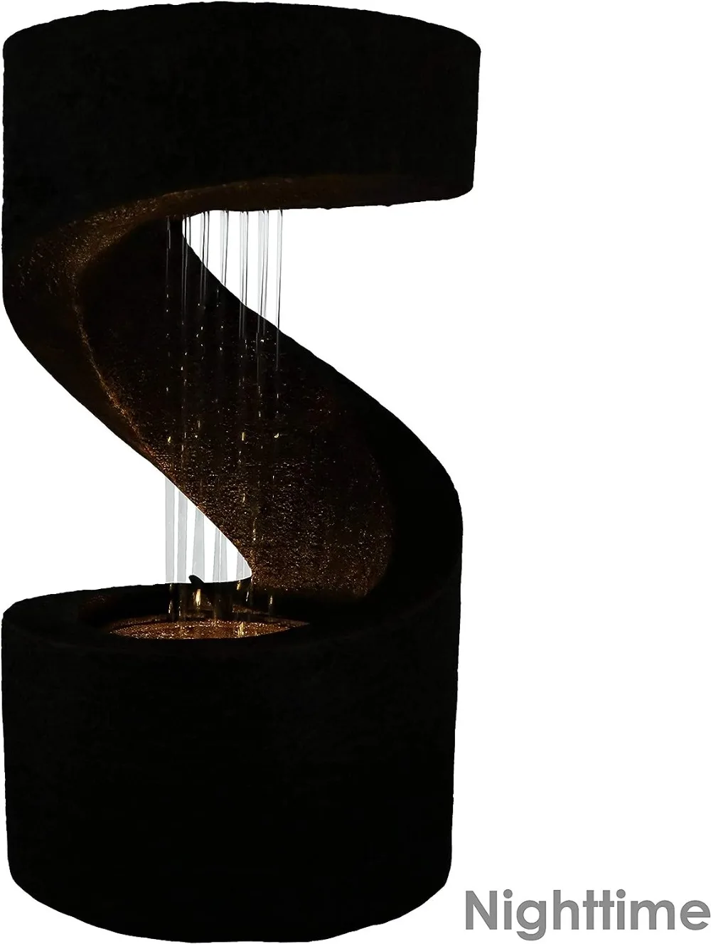 Душевые кабины с обмоткой, 13-дюймовый настольный фонтан для воды в помещении, Светодиодная подсветка, Электрический погружной насос с регулируемым расходом, коричневый Изображение 4