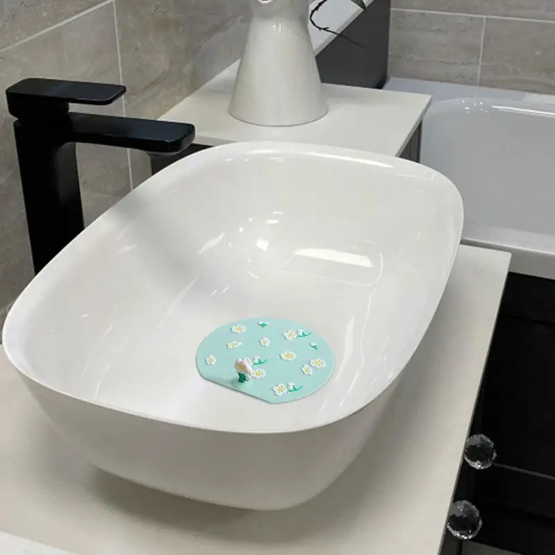 Силиконовая сливная крышка, прочная пробка для кухонной раковины, сливная крышка, пробка для кухонной ванны в ванной комнате с цветочной ручкой, аксессуары для ванной Изображение 3