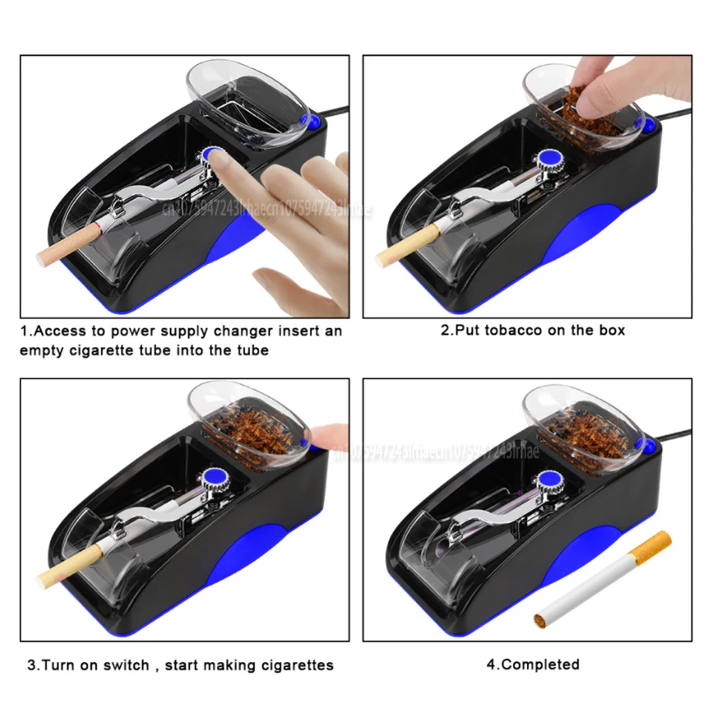 Автоматическая машина для скручивания сигарет с ЕС-вилкой, Мини-портативная машина для завертывания сигарет с роликом для инъекций, удобный инструмент для курения своими руками Изображение 4