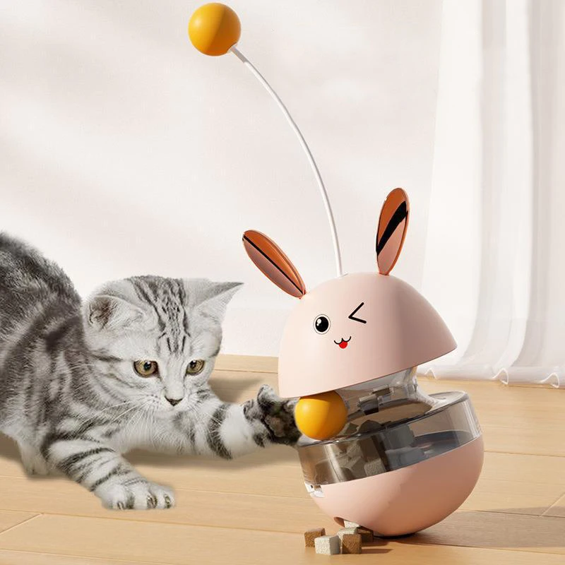 Игрушки для домашних кошек Вращающийся стакан, игрушка с пищевым шариком для котенка, самоиграющая головоломка, интерактивная игрушка-тизер для домашних животных, принадлежности для кошек Изображение 0