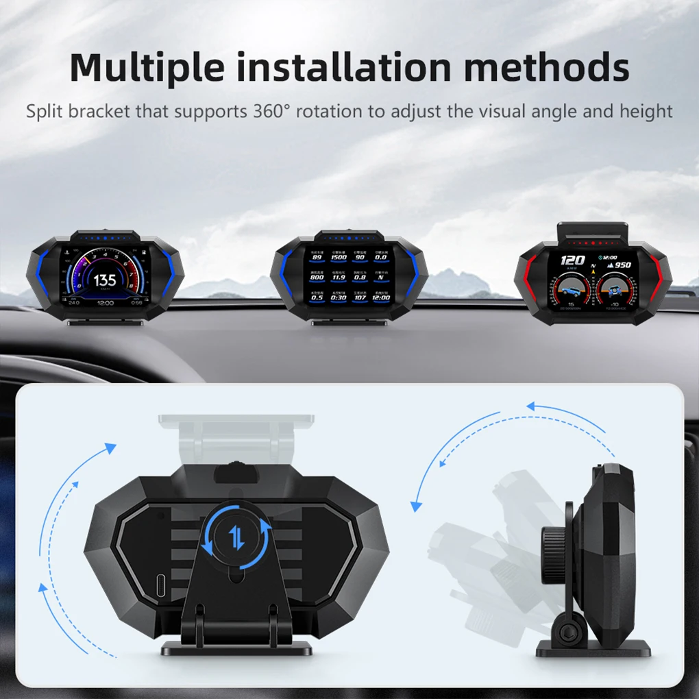 Удобный дисплей скорости автомобиля -HUD для легкого мониторинга на дороге, простой в установке автомобильный цифровой головной дисплей Изображение 3