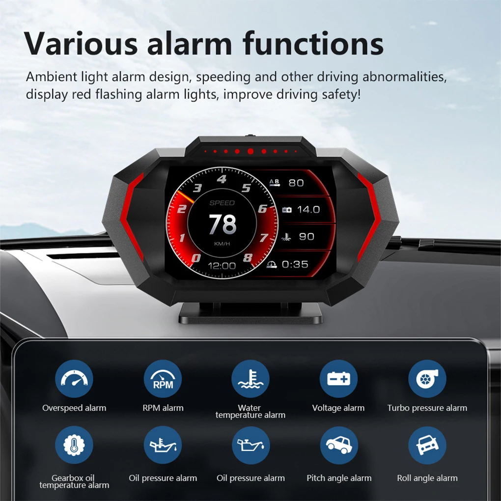 Удобный дисплей скорости автомобиля -HUD для легкого мониторинга на дороге, простой в установке автомобильный цифровой головной дисплей Изображение 4