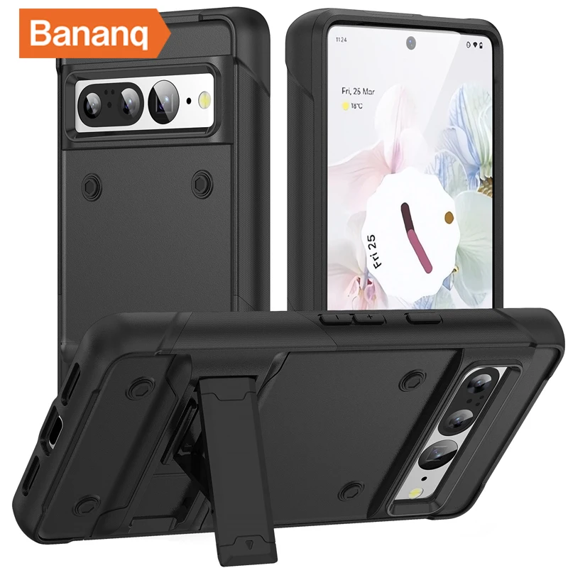 Bananq Противоударный Бронированный Чехол Для Телефона Google Pixel 7 Pro 7A TPU Бампер Жесткая Пластиковая Невидимая Задняя Крышка-Подставка Изображение 0