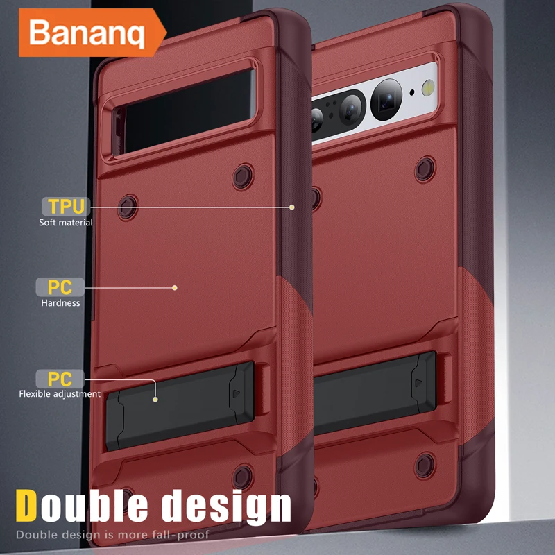 Bananq Противоударный Бронированный Чехол Для Телефона Google Pixel 7 Pro 7A TPU Бампер Жесткая Пластиковая Невидимая Задняя Крышка-Подставка Изображение 2