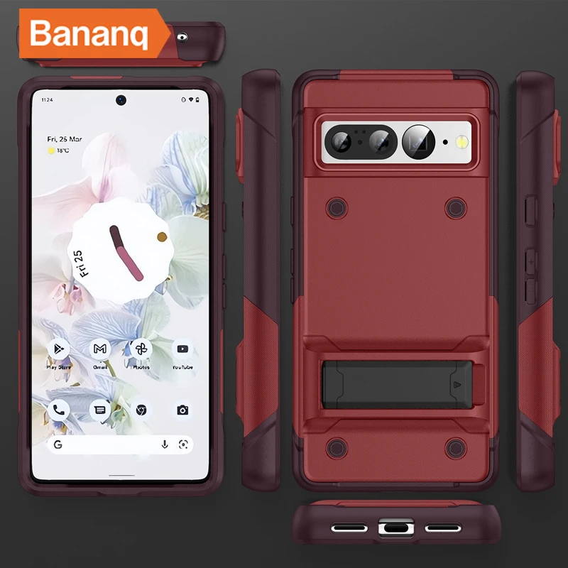 Bananq Противоударный Бронированный Чехол Для Телефона Google Pixel 7 Pro 7A TPU Бампер Жесткая Пластиковая Невидимая Задняя Крышка-Подставка Изображение 3