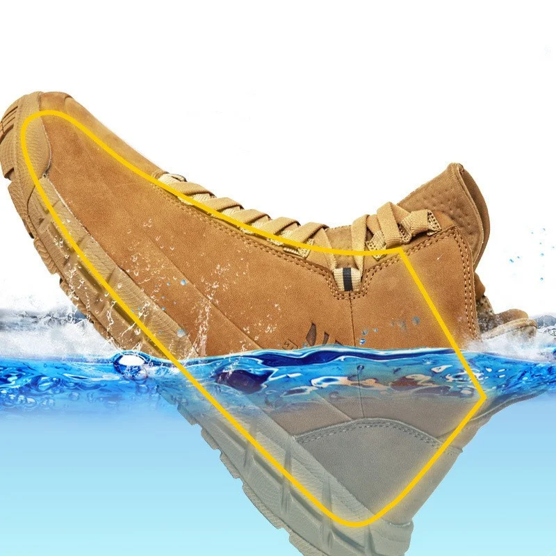 Мужские уличные ботинки с водонепроницаемой подкладкой для носков, обувь для кемпинга, пеших прогулок, рыбалки, охоты, мужские тактические тренировочные спортивные кроссовки Изображение 0