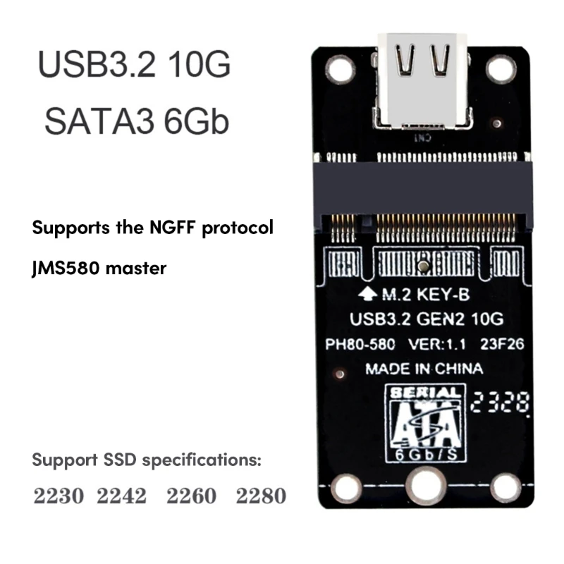 Преобразователь жесткого диска NGFF в USB3.2 Type C Позволяет легко преобразовывать клавиши B/ M + B. Изображение 1