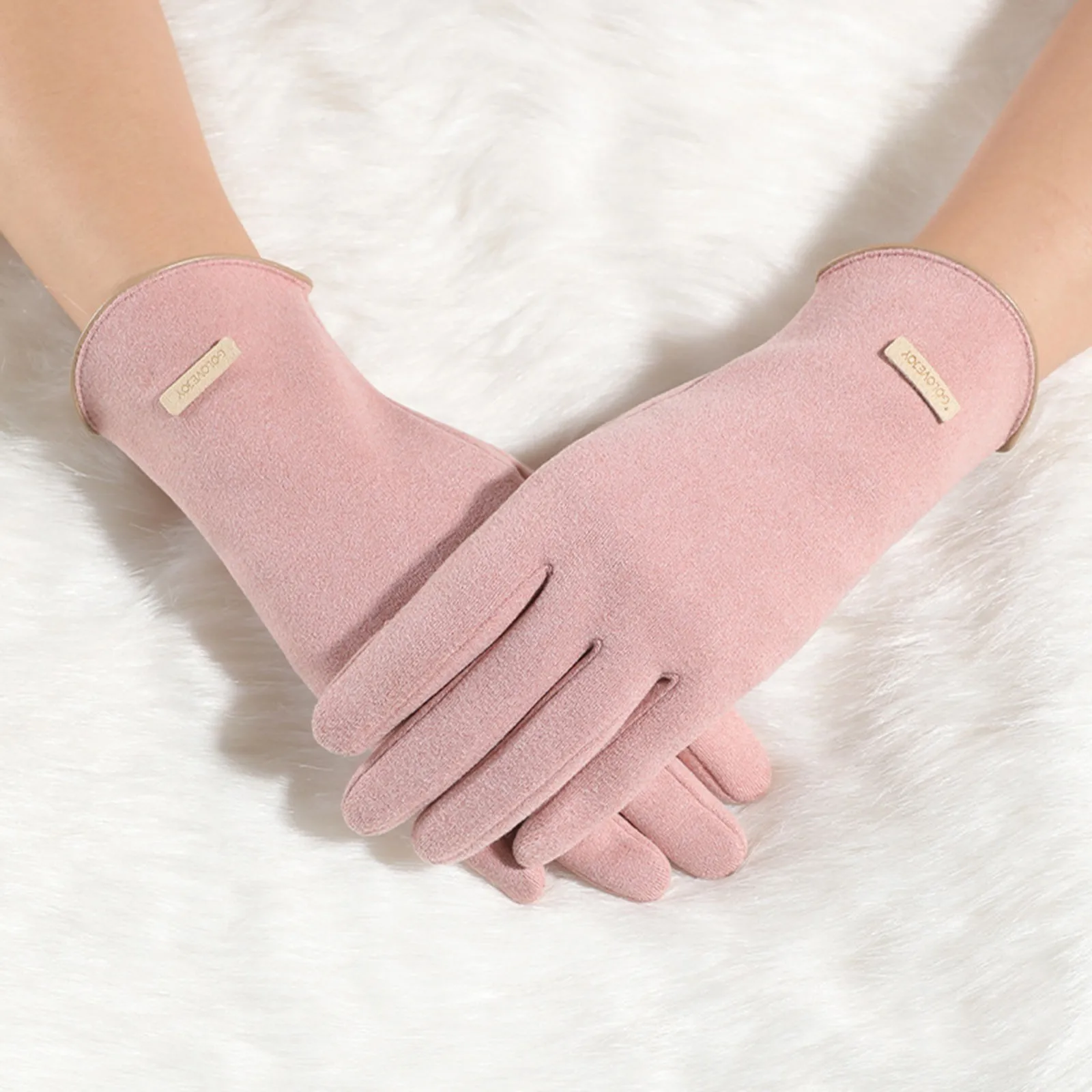 Осень И зима Новые Женские перчатки для сохранения тепла Зимой с американским цветным контрастным экраном, утолщенные, ветрозащитные и холодостойкие перчатки Изображение 1