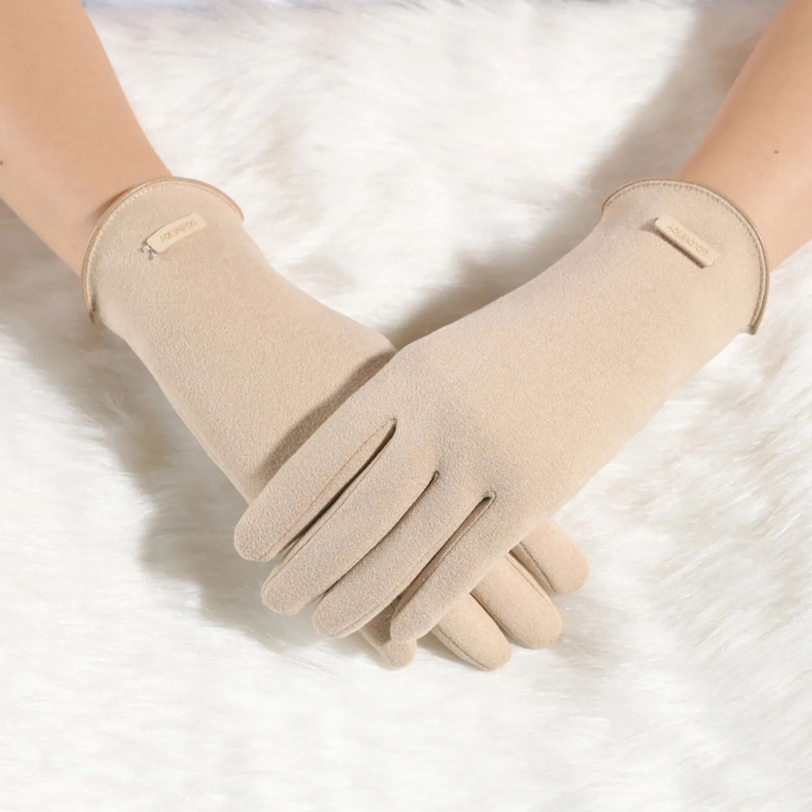 Осень И зима Новые Женские перчатки для сохранения тепла Зимой с американским цветным контрастным экраном, утолщенные, ветрозащитные и холодостойкие перчатки Изображение 5