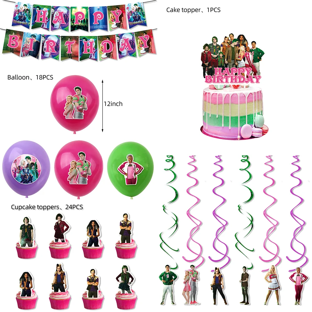 Одноразовые украшения для старшей школы Зомби, Наборы воздушных шаров, торты для празднования Дня рождения, прощания с детьми, Дня школы. Изображение 0