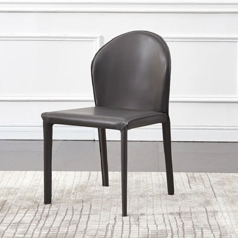 Кожаное седло, домашний минималистичный скандинавский свет, роскошная спинка, минималистичный дизайнерский удобный обеденный стул Изображение 4