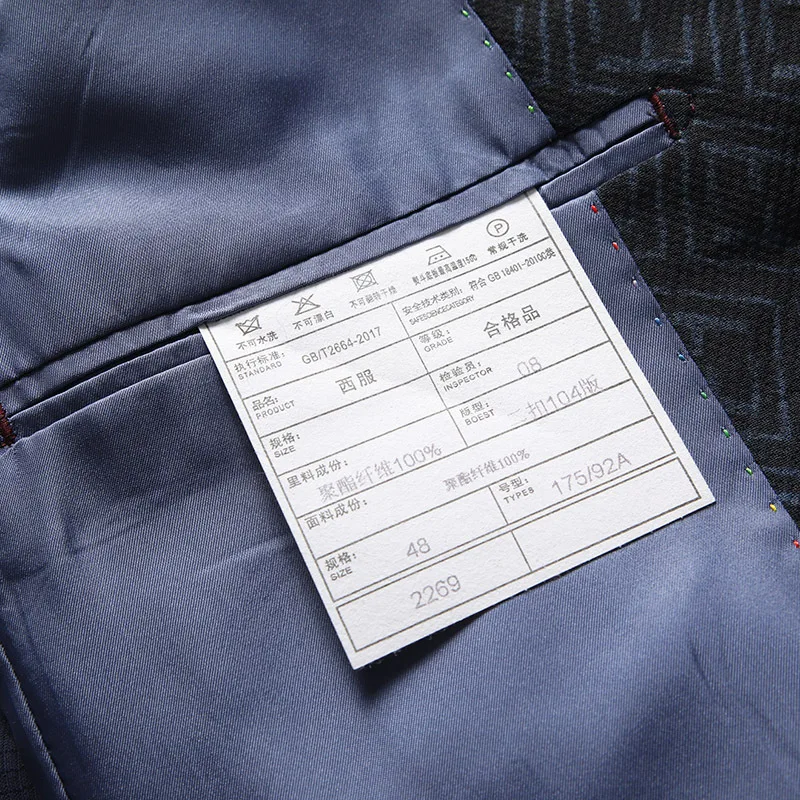Весенне-осенний Элегантный повседневный блейзер для мужчин, облегающие стрейчевые пиджаки с одной грудью, Корейская модная клетчатая офисная верхняя одежда в продаже Изображение 5