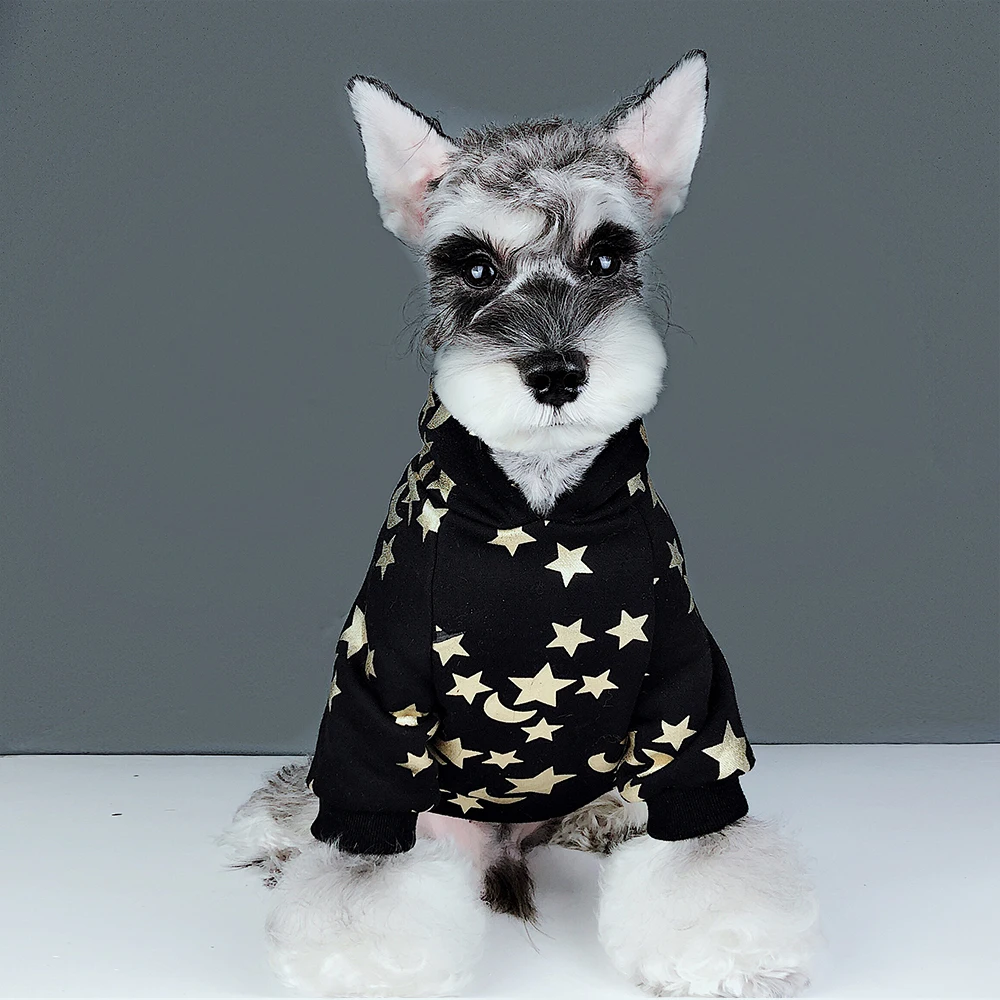 Одежда для маленьких собак со звездным принтом, одежда для французского бульдога, теплые толстовки с флисовой подкладкой для йорков, Аксессуары для собак PC1614 Изображение 0