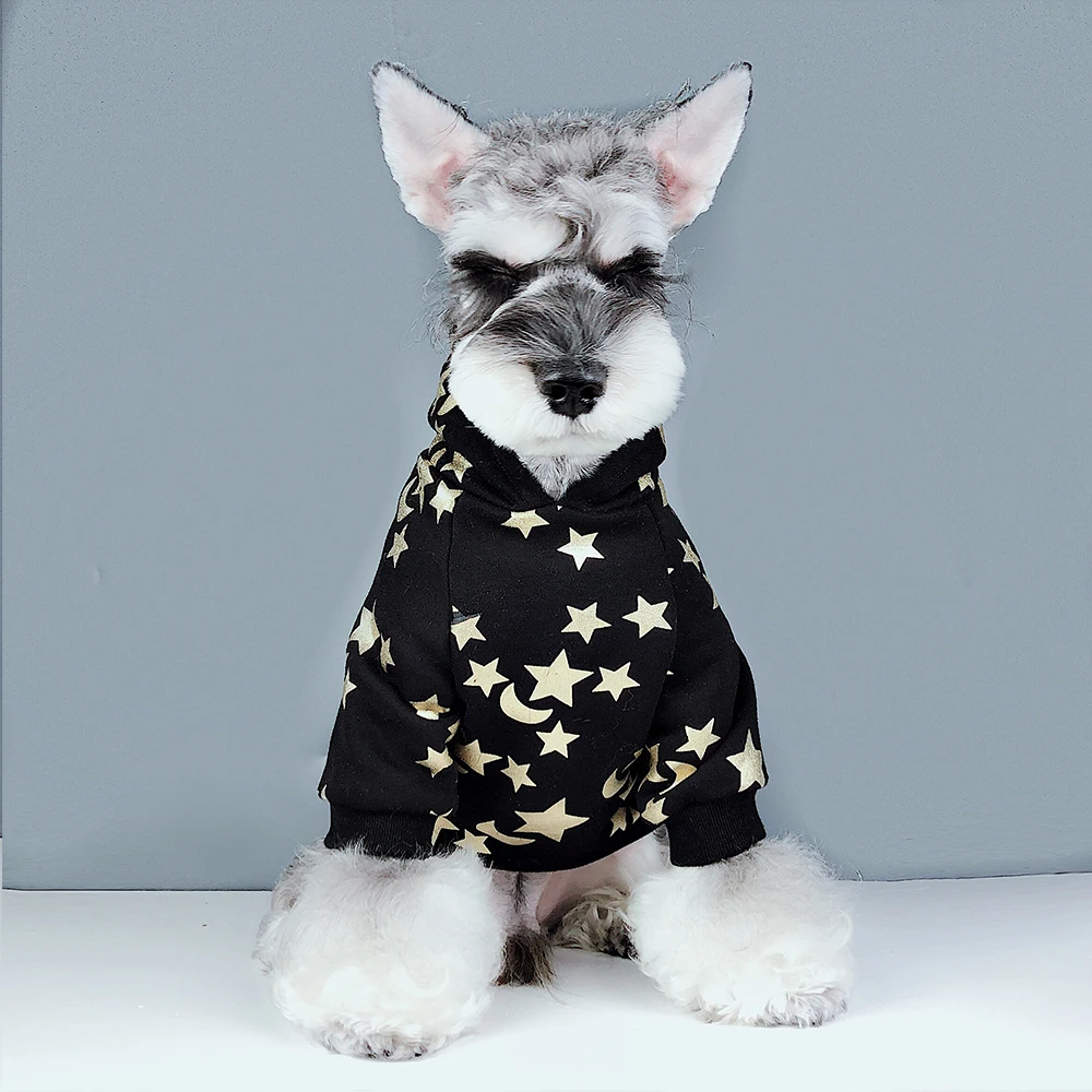 Одежда для маленьких собак со звездным принтом, одежда для французского бульдога, теплые толстовки с флисовой подкладкой для йорков, Аксессуары для собак PC1614 Изображение 1