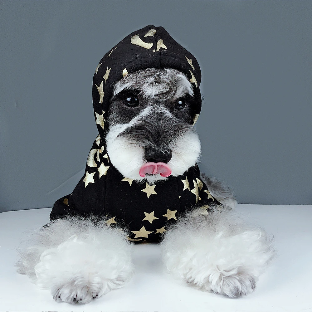 Одежда для маленьких собак со звездным принтом, одежда для французского бульдога, теплые толстовки с флисовой подкладкой для йорков, Аксессуары для собак PC1614 Изображение 2