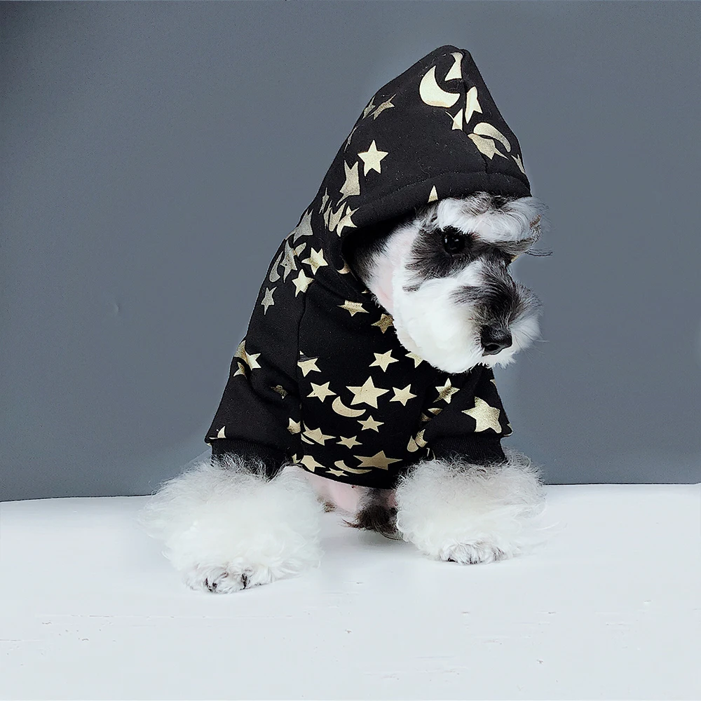 Одежда для маленьких собак со звездным принтом, одежда для французского бульдога, теплые толстовки с флисовой подкладкой для йорков, Аксессуары для собак PC1614 Изображение 3