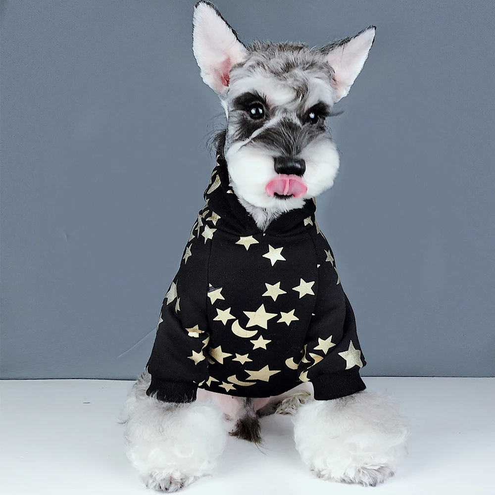 Одежда для маленьких собак со звездным принтом, одежда для французского бульдога, теплые толстовки с флисовой подкладкой для йорков, Аксессуары для собак PC1614 Изображение 4