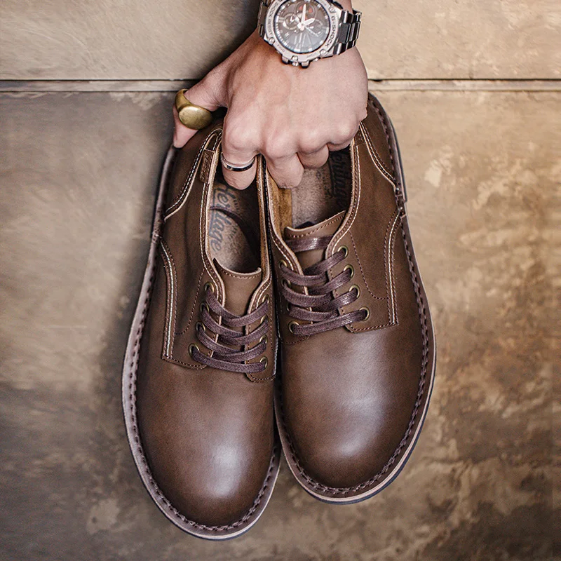 Мужская обувь Maden, новинка 2023 года, рабочая обувь, Американские винтажные туфли-дерби в британском стиле, повседневная кожаная обувь Изображение 0