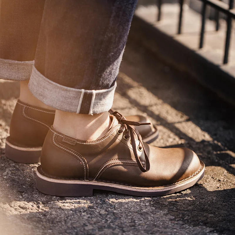 Мужская обувь Maden, новинка 2023 года, рабочая обувь, Американские винтажные туфли-дерби в британском стиле, повседневная кожаная обувь Изображение 2