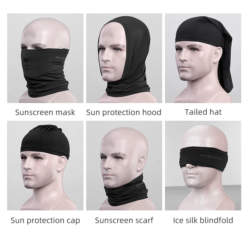 Официальный летний шарф ROCKBROS для лица, шеи, солнцезащитные шелковые головные уборы, маска для мотоцикла, скутера, MTB, дышащая бандана Изображение 1