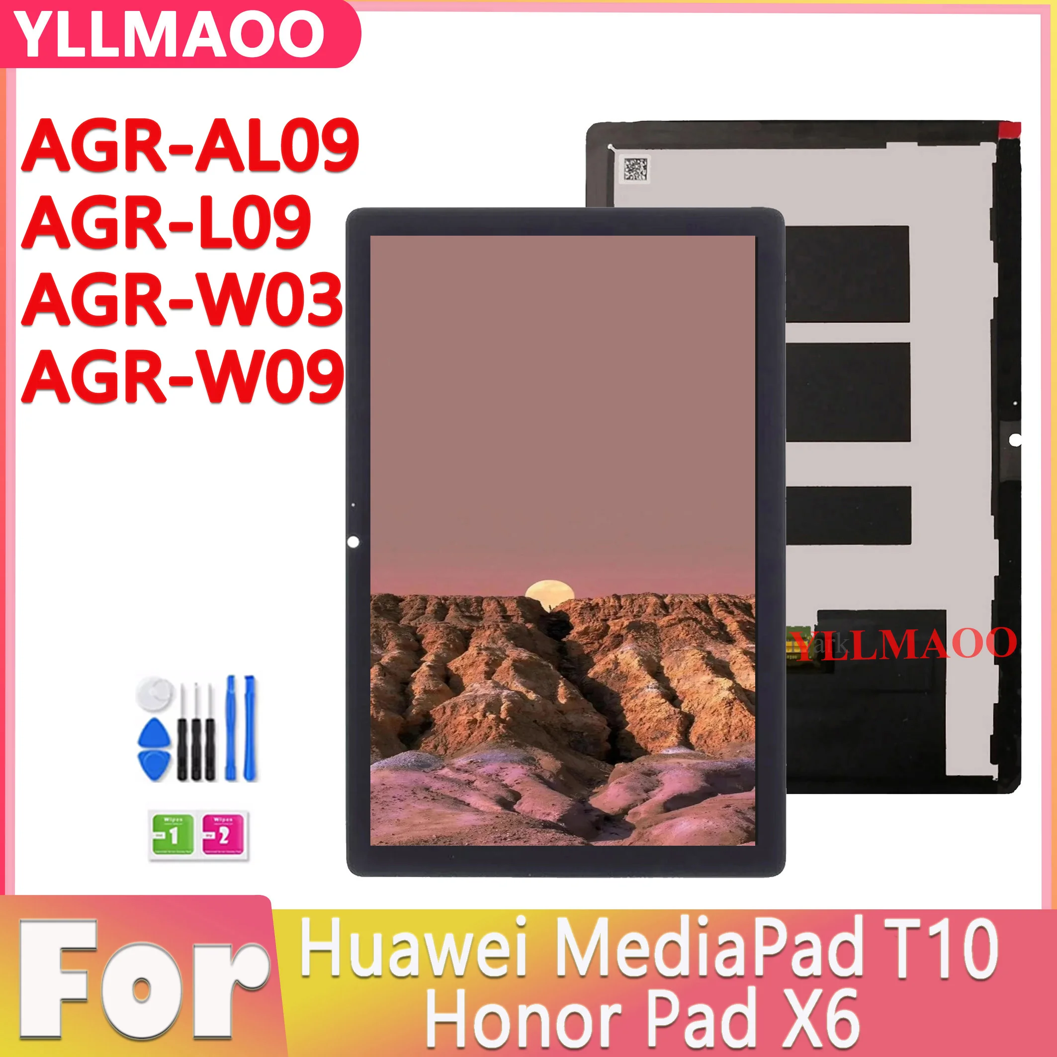 Для Huawei MediaPad T10 Honor Pad X6 AGR-L09 AGR-W09 AGR-W03 AGRK-W09 WGRK-L09 AGR-L09HN AGR-W09HN Дисплей с сенсорным экраном в сборе Изображение 0