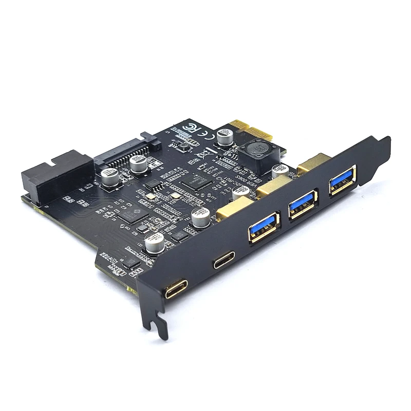 Тип C USB 3.2 Gen2 PCIE Card Концентратор USB 3.0 PCI Express Плата PCI-E PCI E USB 3 Адаптер Множитель USB3 3.1 Контроллер Riser Card Изображение 4