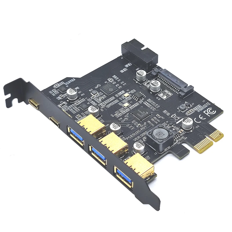 Тип C USB 3.2 Gen2 PCIE Card Концентратор USB 3.0 PCI Express Плата PCI-E PCI E USB 3 Адаптер Множитель USB3 3.1 Контроллер Riser Card Изображение 5