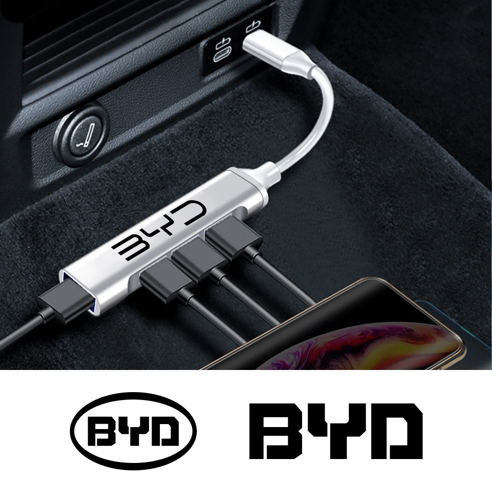 USB-Концентратор 4 В 1 Док-Станция Зарядное Устройство Для BYD Tang F3 E6 Atto 3 Yuan Plus Song Max F0 G3 I3 Ea1 Dmi 2din 2014 G6 Автоаксессуары Изображение 1