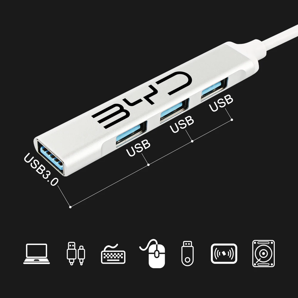 USB-Концентратор 4 В 1 Док-Станция Зарядное Устройство Для BYD Tang F3 E6 Atto 3 Yuan Plus Song Max F0 G3 I3 Ea1 Dmi 2din 2014 G6 Автоаксессуары Изображение 4