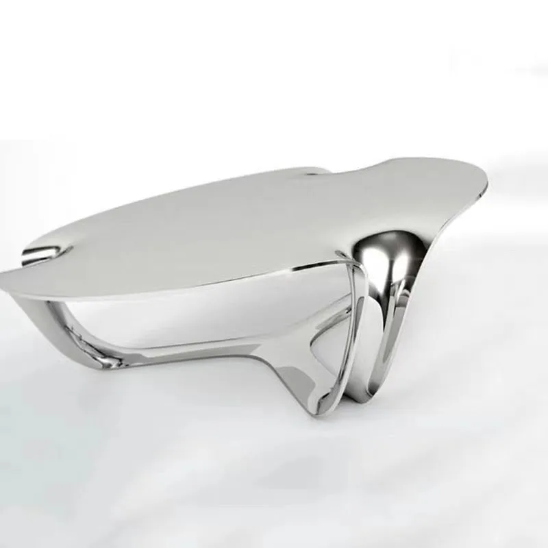 Креативный стеклопластиковый столик для гостиной с гальваническим покрытием, серебряный чайный столик для гостиной на веранде Изображение 0