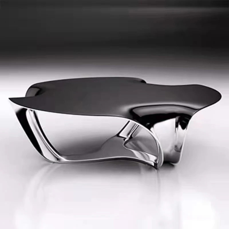 Креативный стеклопластиковый столик для гостиной с гальваническим покрытием, серебряный чайный столик для гостиной на веранде Изображение 3
