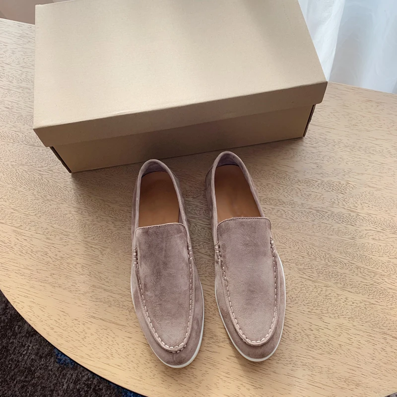 Лоферы, роскошные женские мокасины, дизайнерские кроссовки 2023 года, коричневые замшевые туфли на плоской подошве, Женские брендовые высококачественные синие туфли Изображение 3
