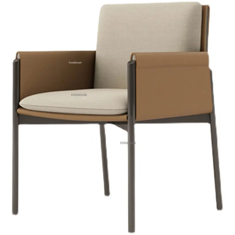 Современные минималистичные Кожаные обеденные стулья для кухонной мебели, простой одноместный шезлонг, Креативные обеденные кресла со спинкой Изображение 1