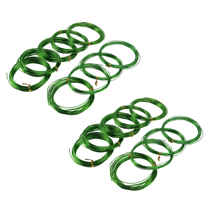 18 Рулонов проволоки для бонсай Из анодированного алюминия, обучающая проволока для Бонсай 3 размеров (1,0 мм, 1,5 мм, 2,0 мм), всего 147 футов (зеленый) Изображение 0