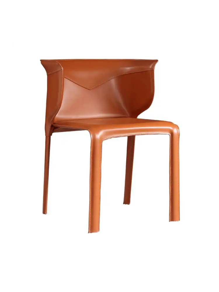 Скандинавский обеденный стул, домашний Современный минималистичный подлокотник, Спинка, Книжный стул, Стул для макияжа, Одноместное повседневное кожаное кресло-седло Изображение 0