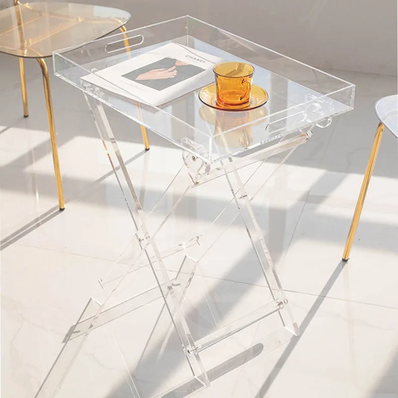 Журнальный столик Акриловый Чайный столик Прозрачные Торцевые столики Складной Столик в скандинавском стиле Мебель для гостиной Небольшие Дизайнерские столики для гостиной Изображение 0