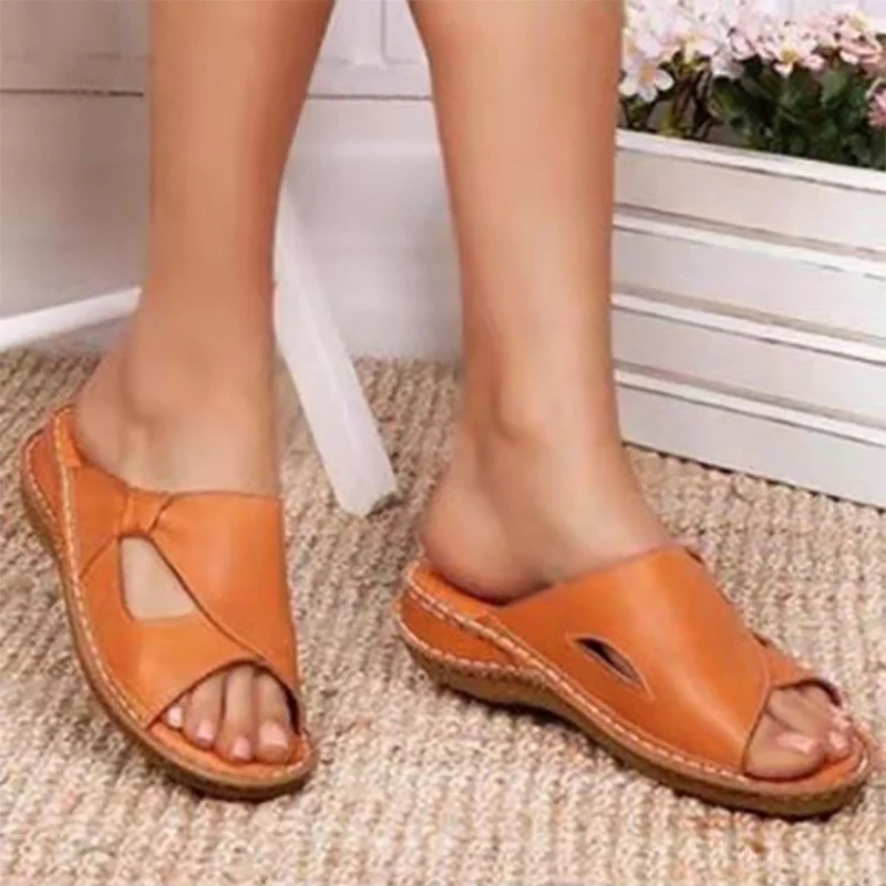Женские тапочки 2023, Летняя новая модная повседневная обувь на платформе для женщин, пляжные однотонные тапочки с открытым носком, женские Zapatos большого размера 43 Изображение 0