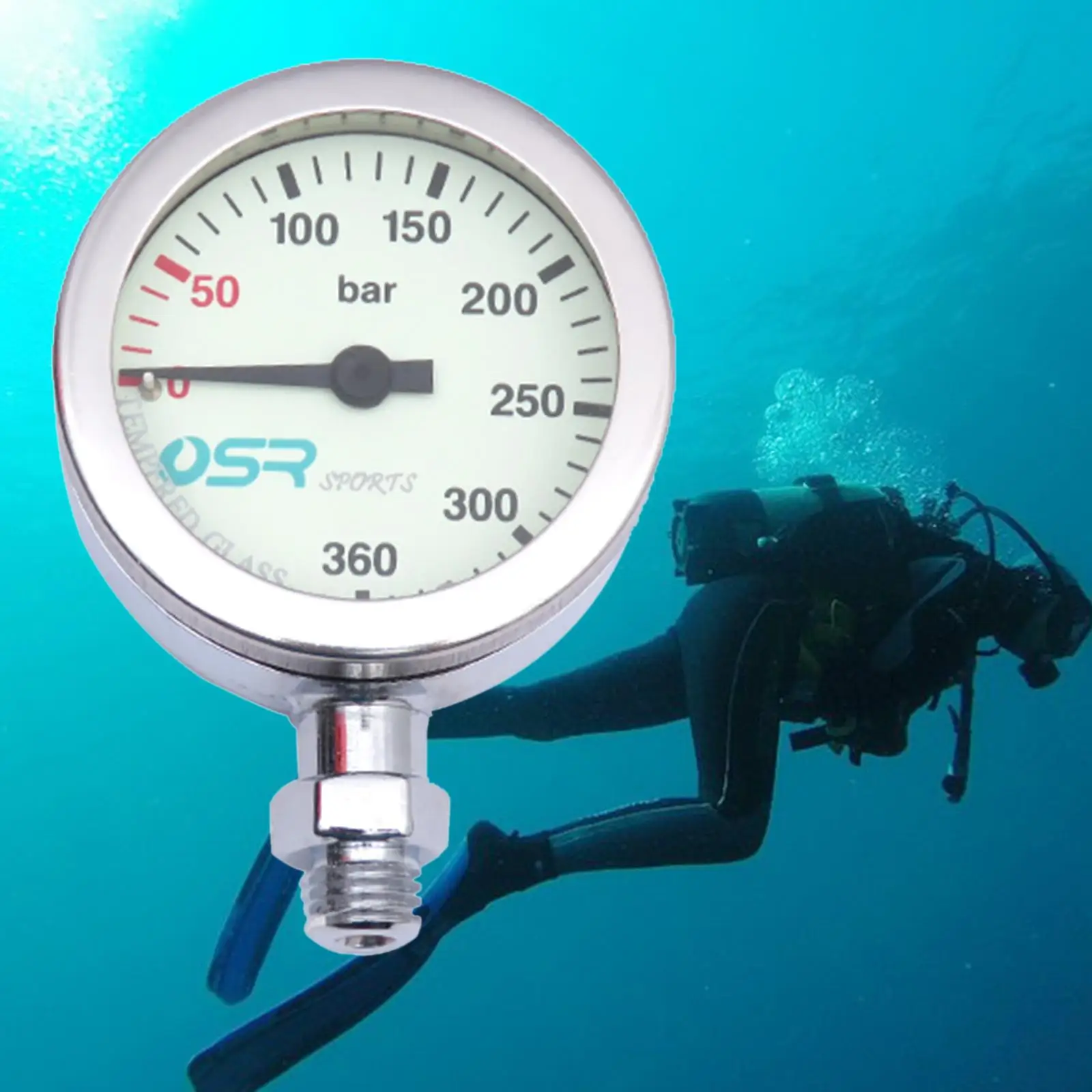 Манометр SPG (металл и закаленное стекло) для подводного плавания Изображение 2