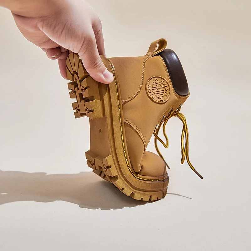 Женские ботильоны BELIMO на платформе, зимние ботинки из натуральной кожи, роскошная брендовая дизайнерская весенне-осенне-зимняя женская обувь Изображение 4