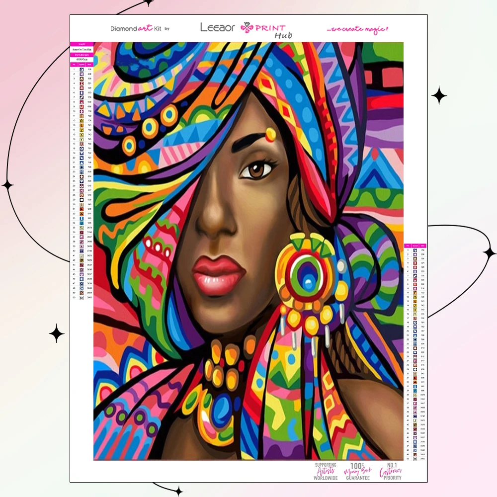 5D DIY Алмазная Живопись Портрет Лица Женщины Африканского Племени, Красочный Головной Платок, Мозаичная Вышивка, Украшение стен гостиной, Подарок Изображение 0