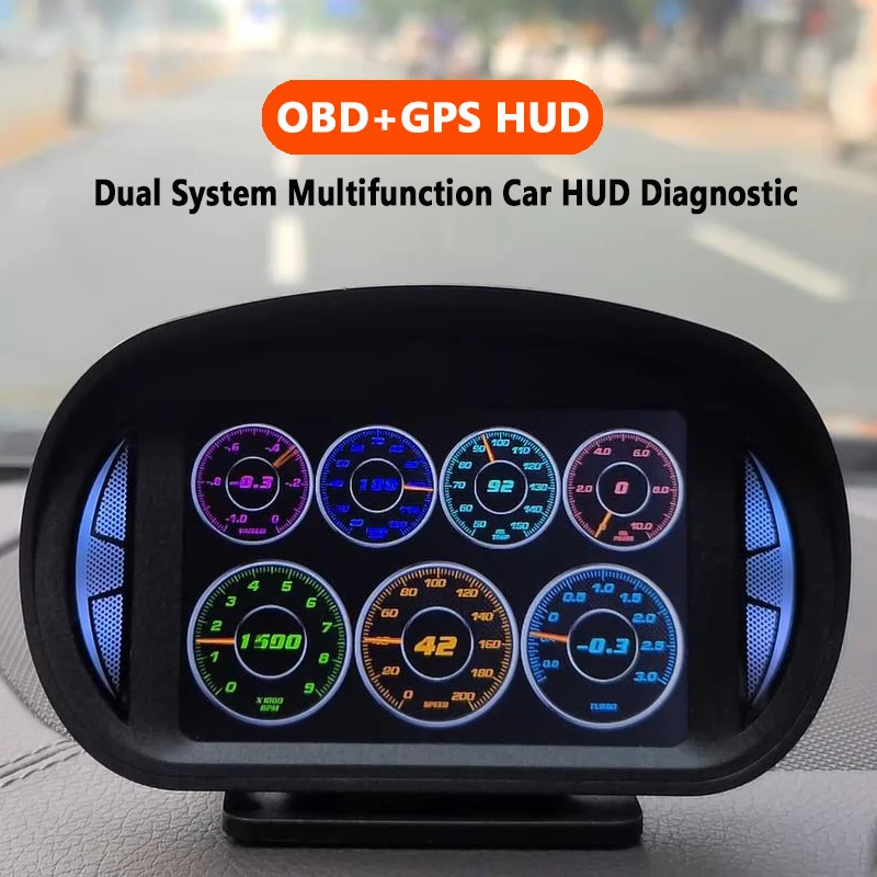 Многофункциональный OBD2 HUD GPS, головной дисплей, измеритель наклона автомобиля, Спидометр, датчик оборотов в минуту, дисплей расхода масла, Автомобильные аксессуары Изображение 0