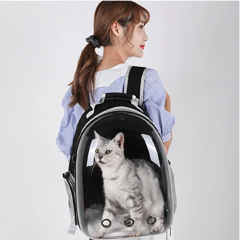 Сумка-переноска для домашних кошек, уличная сумка через плечо, рюкзак для щенков, Дышащая Портативная дорожная прозрачная сумка для маленьких собак и кошек Изображение 2