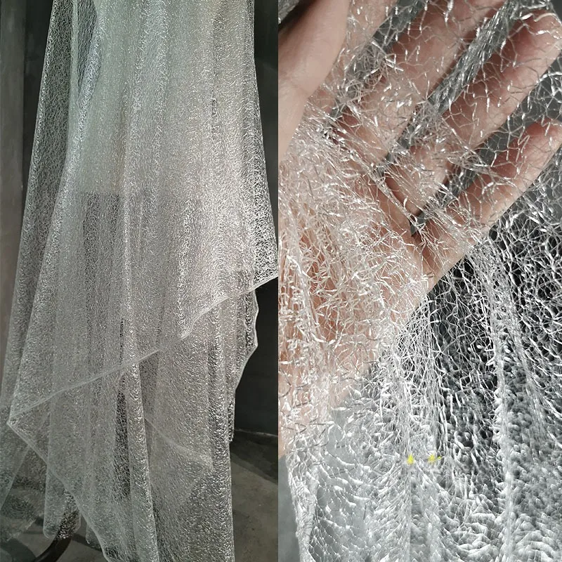 Текстура сетчатой ткани для свадебного платья из случайной сетки Перспективная Полая Оригинальное Нерегулярное кружево Дизайнерские ткани на метр Изображение 0