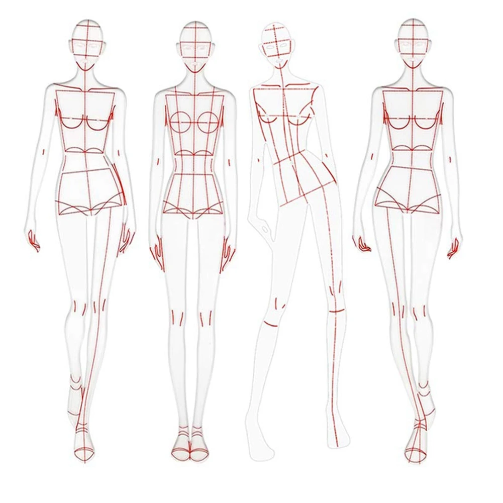 Линейки для иллюстрации моды, шаблоны для рисования, линейка для шитья, гуманоидные узоры, дизайн одежды, тип измерения A Изображение 0