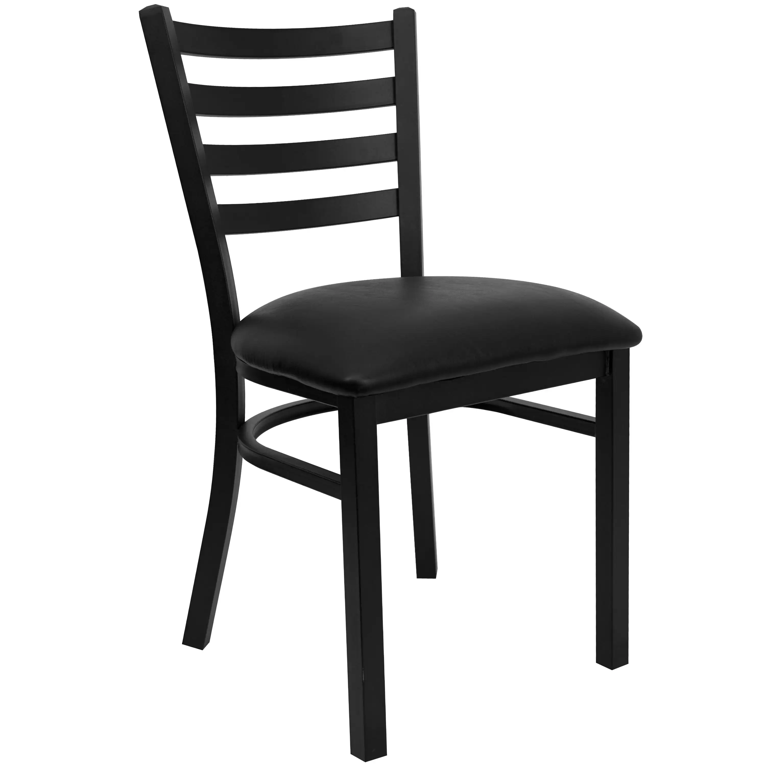 Мебель Flash серии HERCULES Металлическое ресторанное кресло с черной лестничной спинкой - черное виниловое сиденье Изображение 0