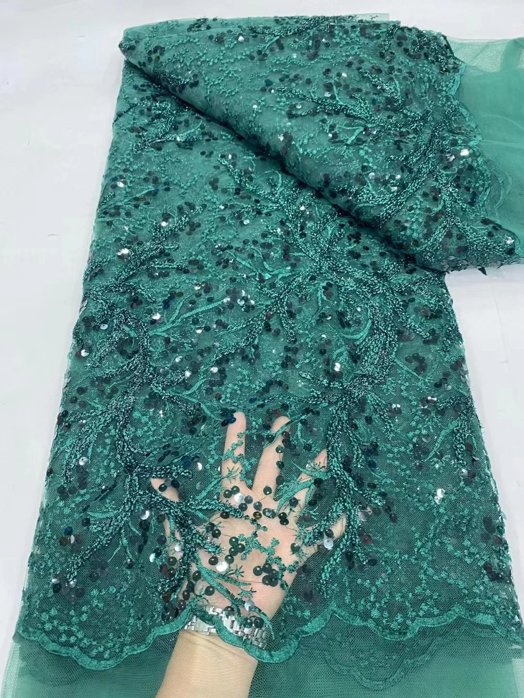 Высококачественная кружевная ткань для свадьбы 2022 Африканская вышивка Тюль Блестящее вечернее платье Французская сетка Нигерийская сетка с блестками Изображение 2