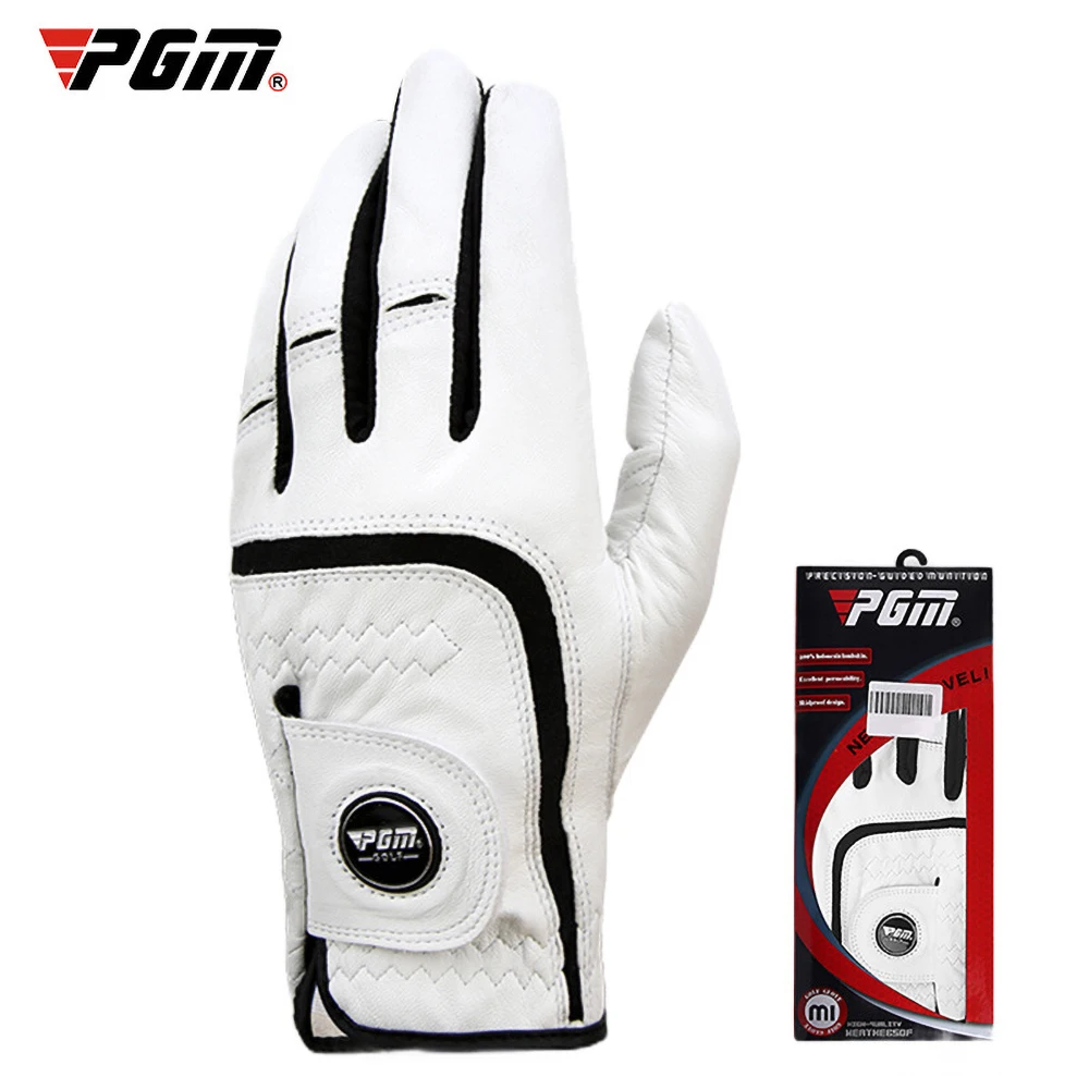 Мужские перчатки для гольфа PGM, белая дышащая овчина, натуральная кожа, нескользящая спортивная перчатка для рук, Одинарная для левой и правой руки ST021 Изображение 0