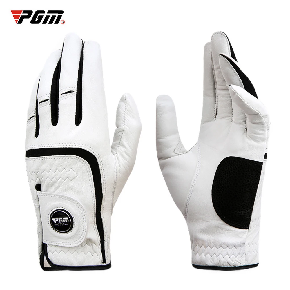 Мужские перчатки для гольфа PGM, белая дышащая овчина, натуральная кожа, нескользящая спортивная перчатка для рук, Одинарная для левой и правой руки ST021 Изображение 2