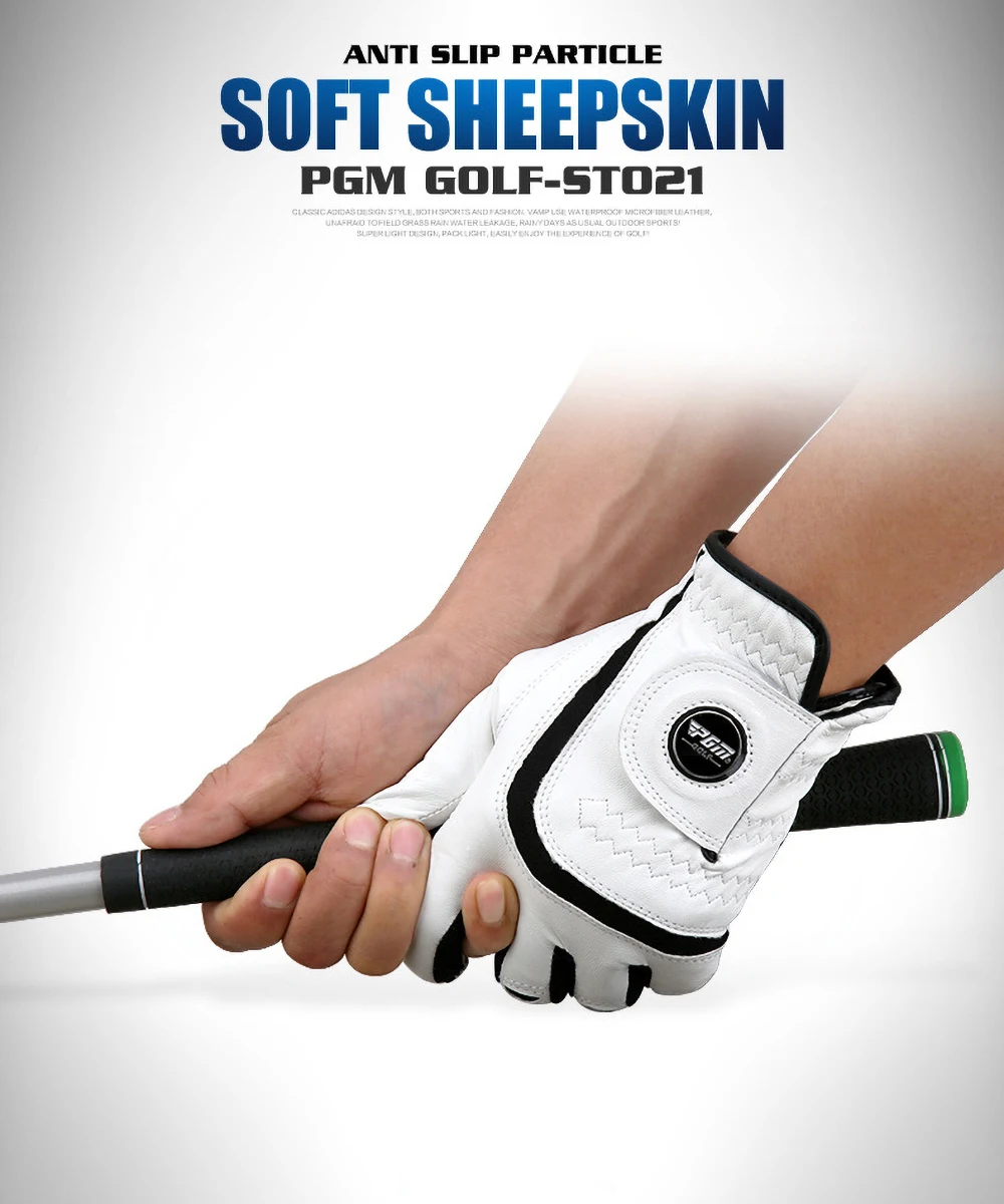 Мужские перчатки для гольфа PGM, белая дышащая овчина, натуральная кожа, нескользящая спортивная перчатка для рук, Одинарная для левой и правой руки ST021 Изображение 5