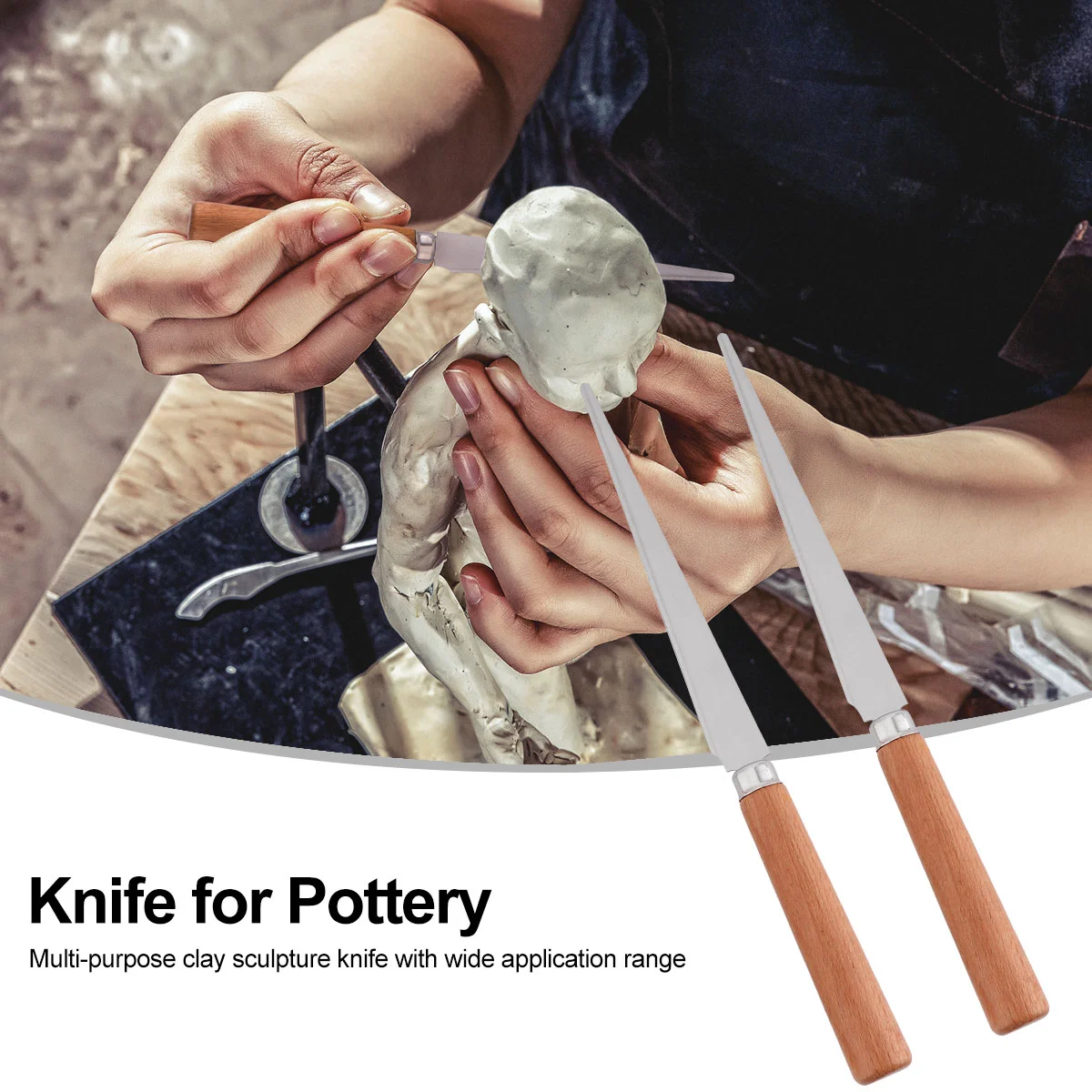 Инструмент для лепки ножей для ремонта глины, Керамическая ручка, стальная полимерная скульптура, Изображение 2